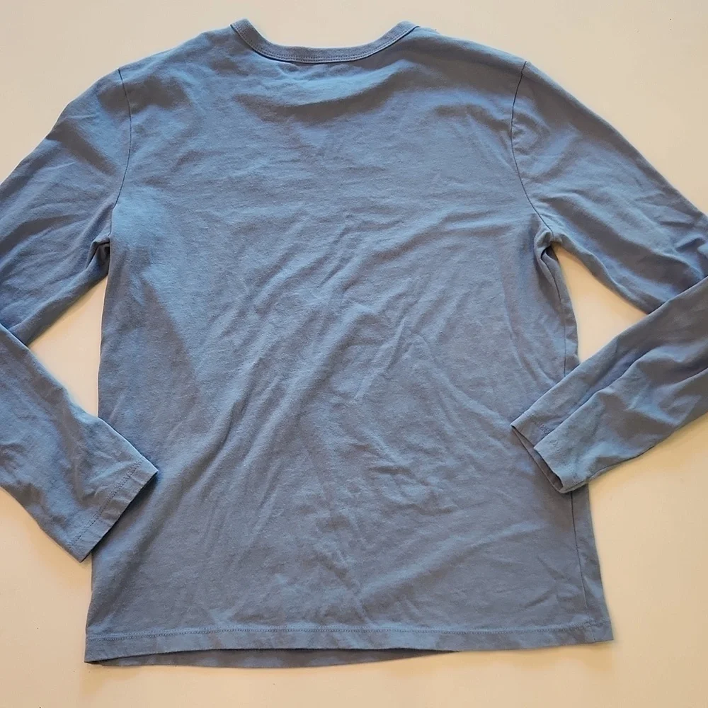 Gap Christmas Bear Graphic Long Sleeve Shirt Blue Plaid Large